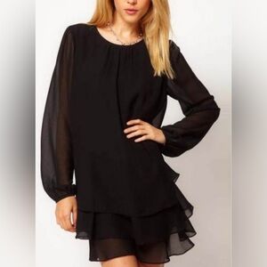 Express Black Ruffled Layer Dress Size M